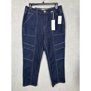 Indigo Rein Women's Juniors' High-Rise Baggy Seamed Cropped Jeans Blue 13 NWT's